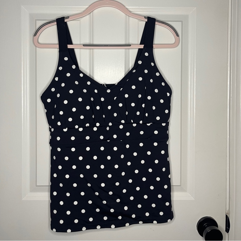 Land's End Black and White Polka Dot Women's Swim Top